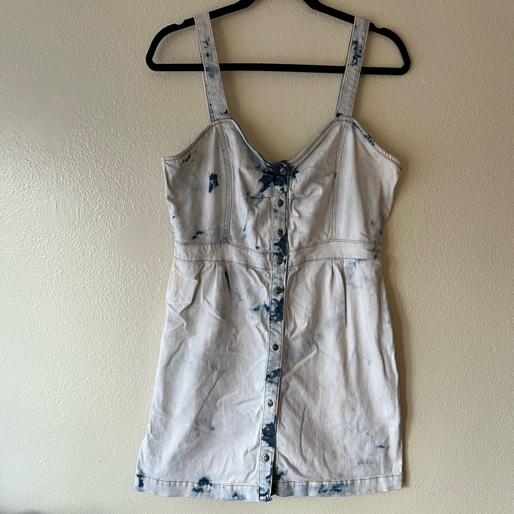 Acid wash denim mini dress